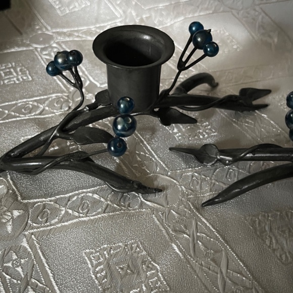 Artistic blue and black candle stick holders - Picture 3 of 4